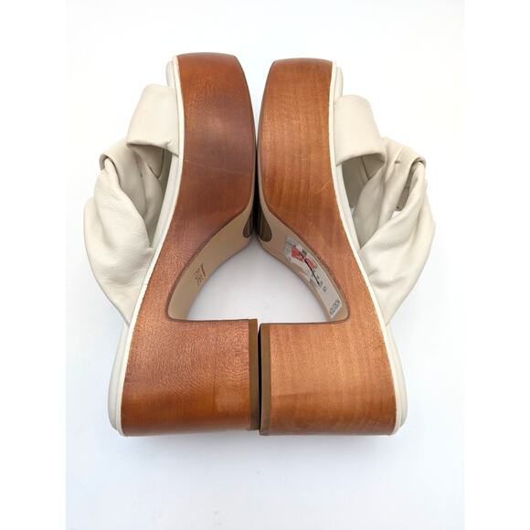 Pure Donna Karan Adalee Platform Sandal Women's White Leather Size US7M EU37.5B - Picture 5 of 14